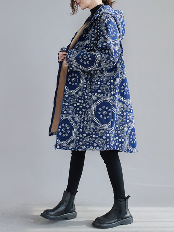 xakxx Vintage Ramie Cotton Printing Outerwear&Coat