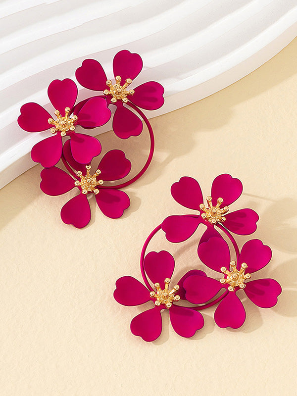 xakxx Flower Shape Drop Earrings