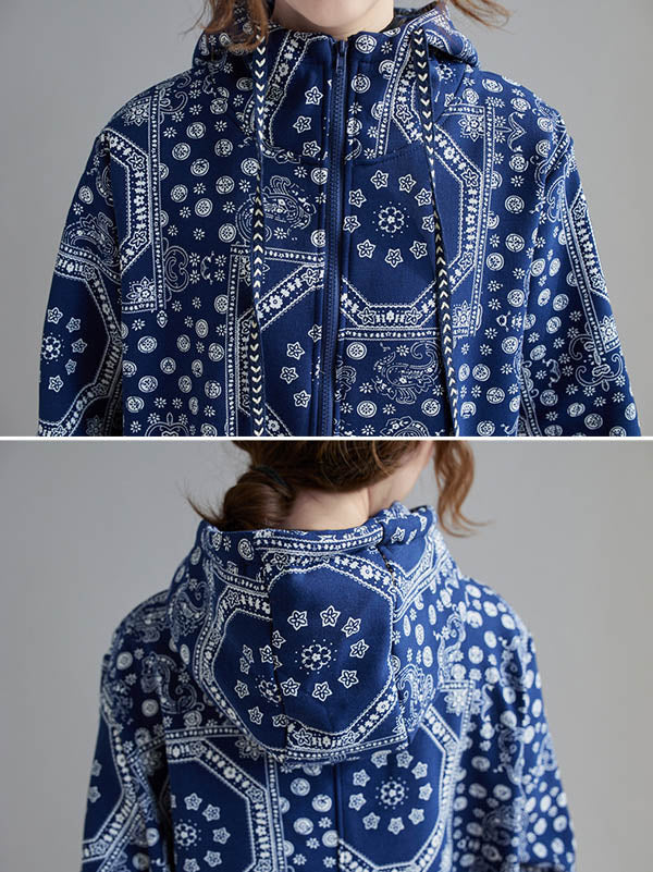 xakxx Vintage Ramie Cotton Printing Outerwear&Coat