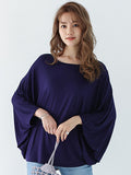 xakxx Vintage Loose Round-Neck Batwing Sleeves Shirts