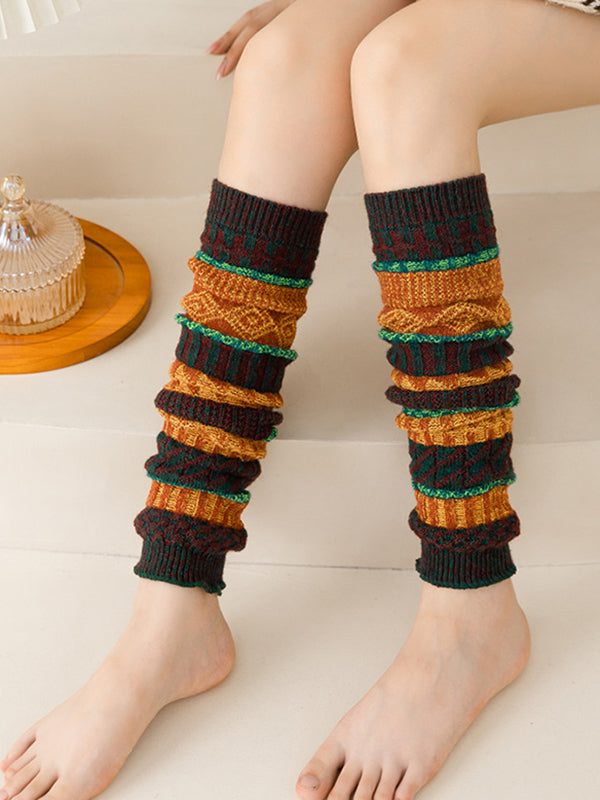 xakxx Casual Keep Warm Contrast Color Leg Warmers Accessories