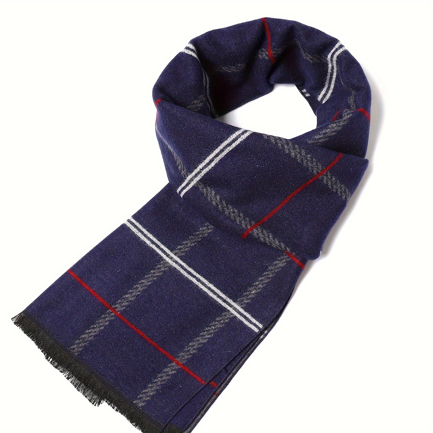 Festive Men's Plaid Scarf - Warm Winter Accessory for Style and Comfort