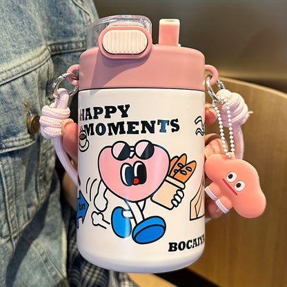 1pc Cartoon Pattern Vacuum Flask - Durable Stainless Steel Insulated Travel Thermal Cup for Hot and Cold Beverages - Unique Gift Option with Doll or Purse, Perfect for Summer and Winter, Travel and Outdoor Activities