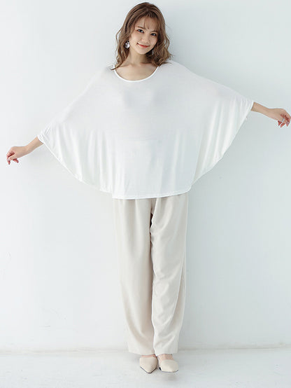 xakxx Vintage Loose Round-Neck Batwing Sleeves Shirts