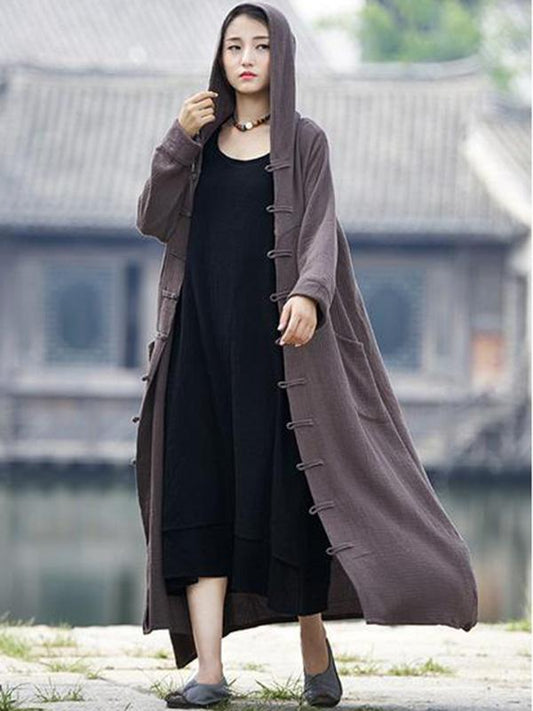 xakxx National Style Mistarious Linen Cape Coat