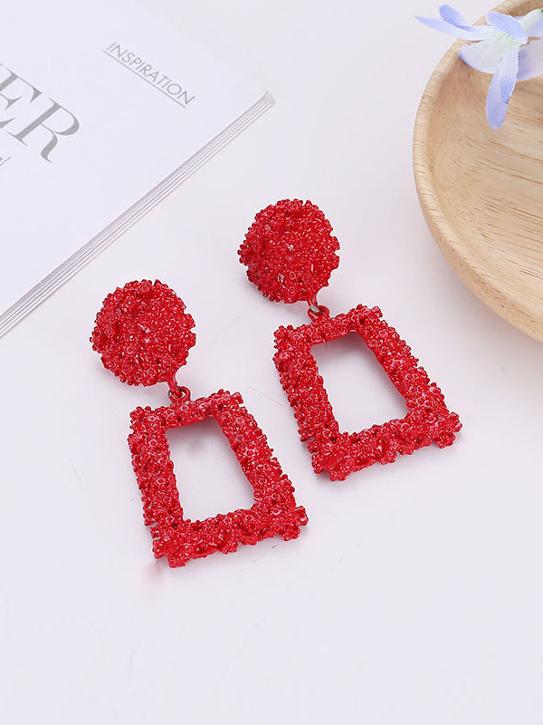 xakxx Geometric Hollow Solid Color Drop Earrings