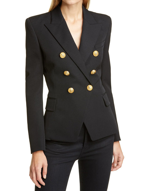 xakxx Long Sleeves Buttoned Notched Collar Blazer Outerwear