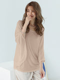 xakxx Vintage Loose Round-Neck Batwing Sleeves Shirts