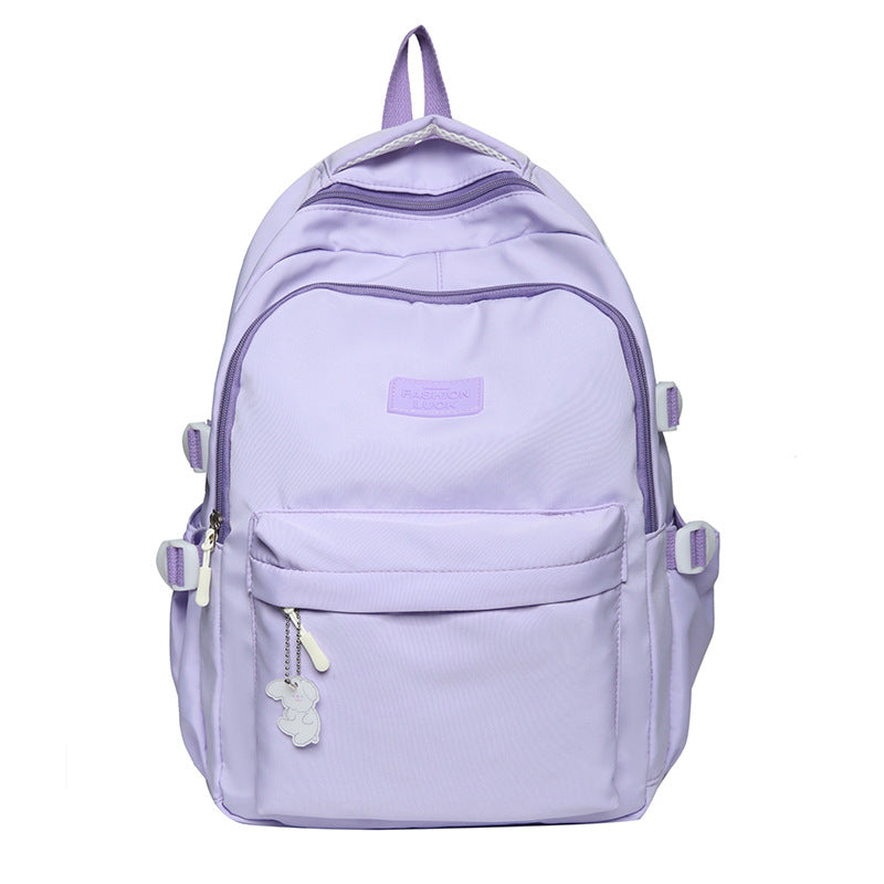 New Pure Color Women's Korean Style Harajuku Backpack University Style Junior High School High School Student Schoolbag Women's Simple Big Face