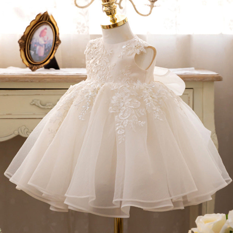 Baby Dress for One Year Old Summer Children's Piano Playing Little Host Flower Girl Princess Dress Girl Western Style Tulle Tutu