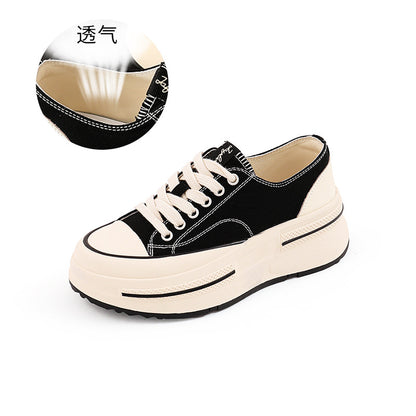 xakxx Inner Full-Grain Sheepskin Canvas Shoes  Autumn New Women's Height Increasing Platform Shoes Women's All-Match Casual Shoes Women's