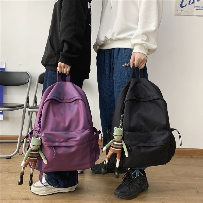 Korean Harajuku Junior's Schoolbag Men's and Women's Ins Simple Solid Color Waterproof Backpack Large Capacity Campus Backpack