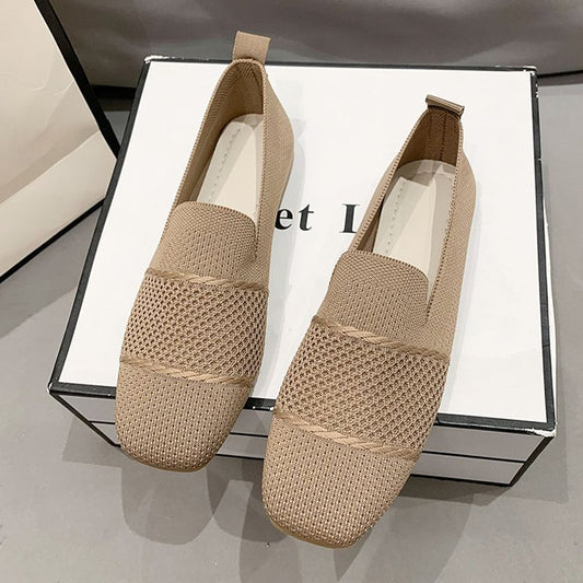 xakxx New Summer Breathable Flying Woven Women's Shoes Casual Shoes Flat Shoes Women's Pumps Work Shoes Mesh Surface Shoes Soft Sole Shoes