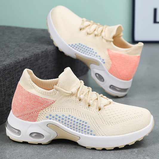 xakxx Women's Shoes  Summer Shoes Cross-Border Temu Women's Shoes Wholesale Flyknit Breathable Casual Shoes Air Cushion Sneaker