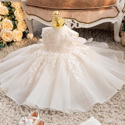 Baby Dress for One Year Old Summer Children's Piano Playing Little Host Flower Girl Princess Dress Girl Western Style Tulle Tutu