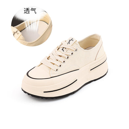 xakxx Inner Full-Grain Sheepskin Canvas Shoes  Autumn New Women's Height Increasing Platform Shoes Women's All-Match Casual Shoes Women's