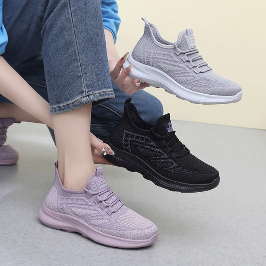 xakxx Sneaker Women's  Spring and Summer New Women's Flying Woven Soft Bottom Light Running Shoes Breathable Non-Slip Comfortable Pumps Women's