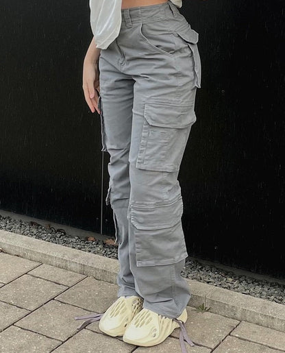 Purpdrank - 2023 New Vintage Cargo Pants  Baggy Jeans Women Fashion 90s Streetwear Pockets Wide Leg High Waist Straight Y2k Denim Trousers Overalls