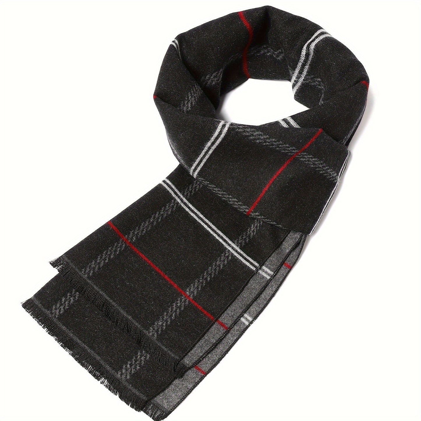 Festive Men's Plaid Scarf - Warm Winter Accessory for Style and Comfort