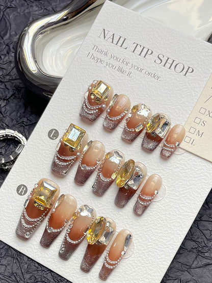 xakxx Detachable Rhine Stones Press-On Nails