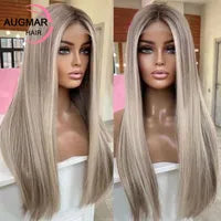 40 Inch Colored Brazilian Highlight Lace Front Wigs Straight Simulation Human Hair Wigs Ombre Honey Blonde Lace Frontal Wig For Black Women