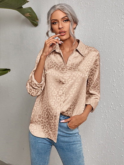 xakxx Urban Leopard Long Sleeves Lapel Blouse