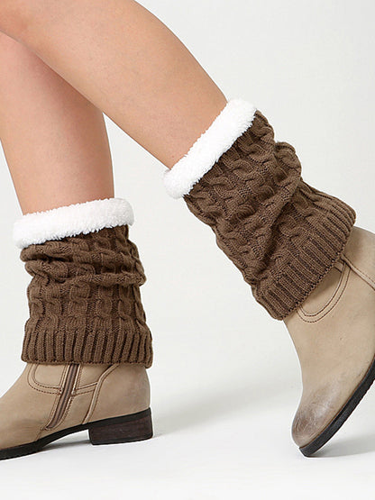 xakxx Casual Velvet Keep Warm Jacquard Leg Warmers Accessories