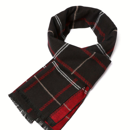 Festive Men's Plaid Scarf - Warm Winter Accessory for Style and Comfort