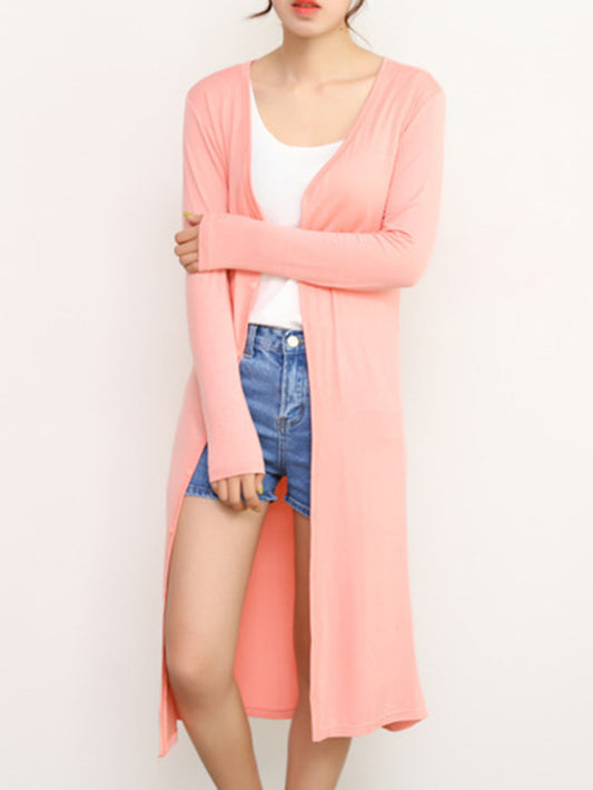 xakxx Casual Loose Long Sleeves Solid Color Outerwear