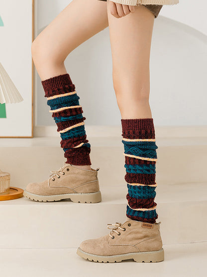 xakxx Casual Keep Warm Contrast Color Leg Warmers Accessories