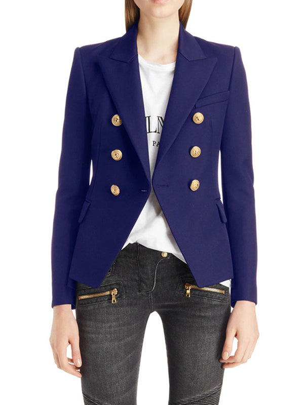 xakxx Long Sleeves Buttoned Notched Collar Blazer Outerwear