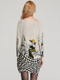 xakxx Vintage Loose Printed Split-Joint Sweater