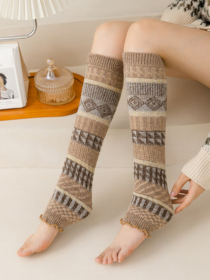 xakxx Casual Keep Warm Contrast Color Leg Warmers Accessories