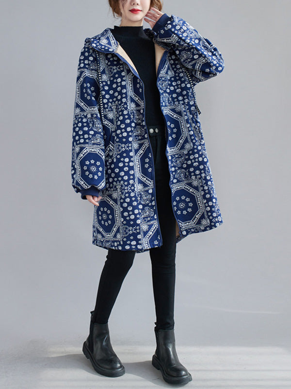 xakxx Vintage Ramie Cotton Printing Outerwear&Coat