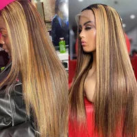 40 Inch Colored Brazilian Highlight Lace Front Wigs Straight Simulation Human Hair Wigs Ombre Honey Blonde Lace Frontal Wig For Black Women