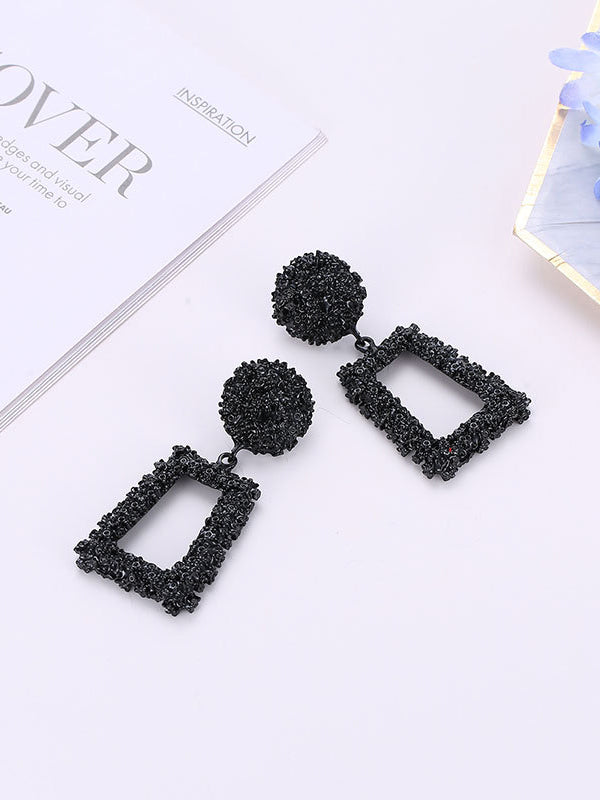 xakxx Geometric Hollow Solid Color Drop Earrings