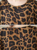 xakxx Batwing Sleeves Loose Leopard Round-Neck T-Shirts Tops