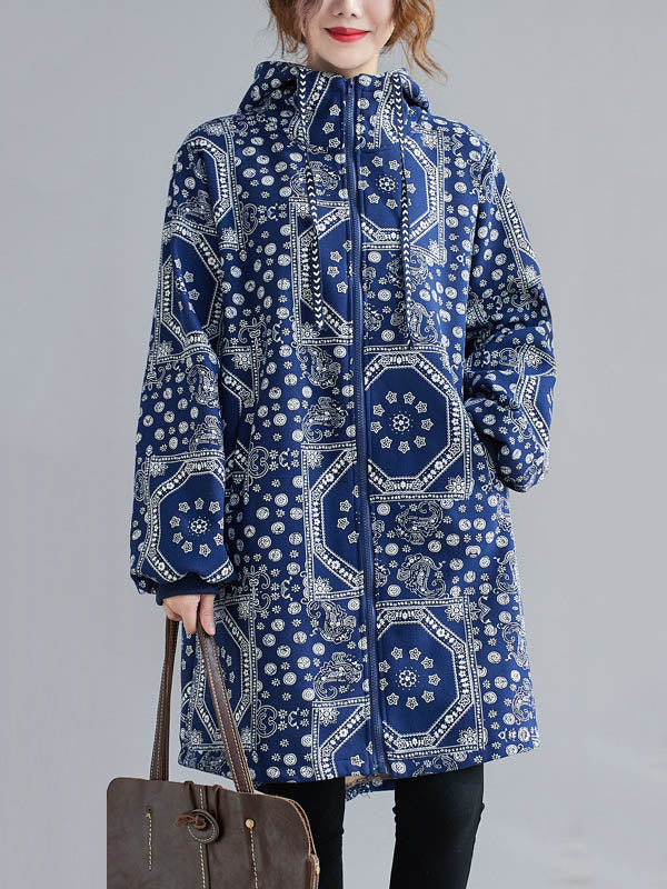 xakxx Vintage Ramie Cotton Printing Outerwear&Coat