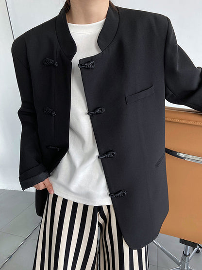 xakxx Vintage Loose Black White Buttoned Blazer