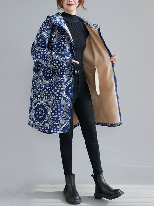 xakxx Vintage Ramie Cotton Printing Outerwear&Coat