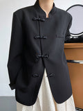 xakxx Vintage Loose Black White Buttoned Blazer