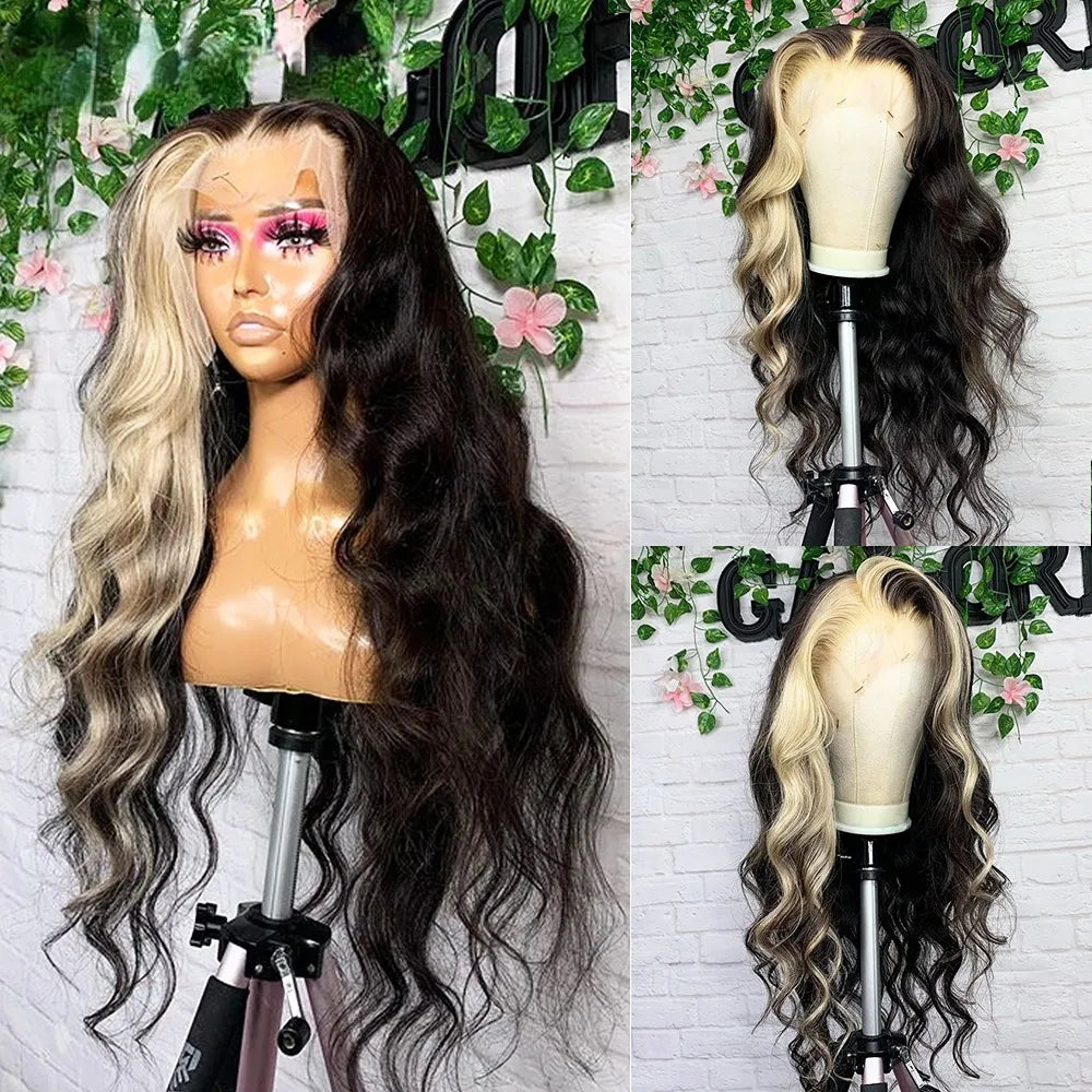 Blonde Highlight Lace Front Wigs For Women Body Wave Brazilian Remy Human Hair Wig HD Transparent Lace Frontal Wig Pre Plucked