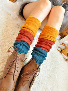 xakxx Casual Contrast Color Leg Warmers Accessories