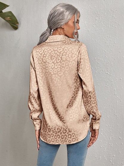 xakxx Urban Leopard Long Sleeves Lapel Blouse