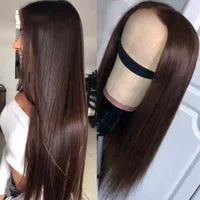 Brazilian Straight Lace Frontal Wig For Black Women Simulation Human Hair Black/Blonde /Blue /Pink/Red /White Wig Transparent Lace Closure Wig Synthetic Preplucked