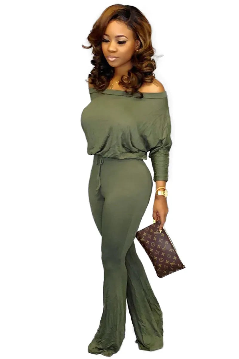 Women Jumpsuits Solid Color Bat Sleeve Casual Jumsuits For Fashion 2 Peice Outfits