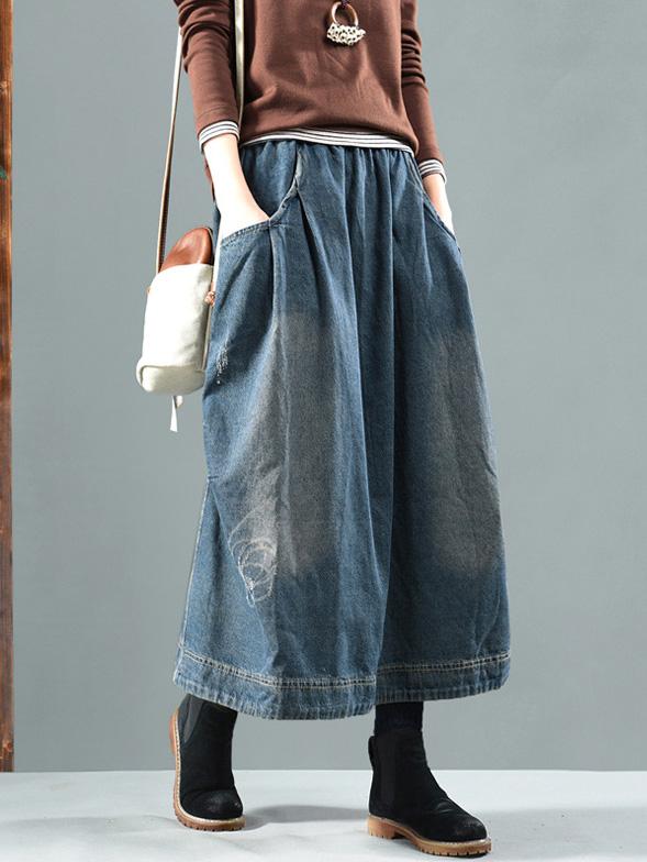 xakxx Split-joint Denim Skirt Bottom