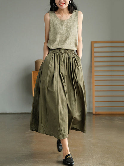 xakxx Artistic Retro Solid Color Super Loose Wide-Leg Pants