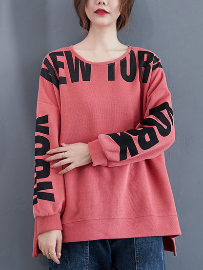 xakxx Stylish Letter Print Round-Neck Sweatshirt