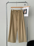 xakxx High Waisted Loose Elasticity Pleated Split-Joint Pants Trousers